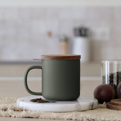 Khaki stoneware tea pot