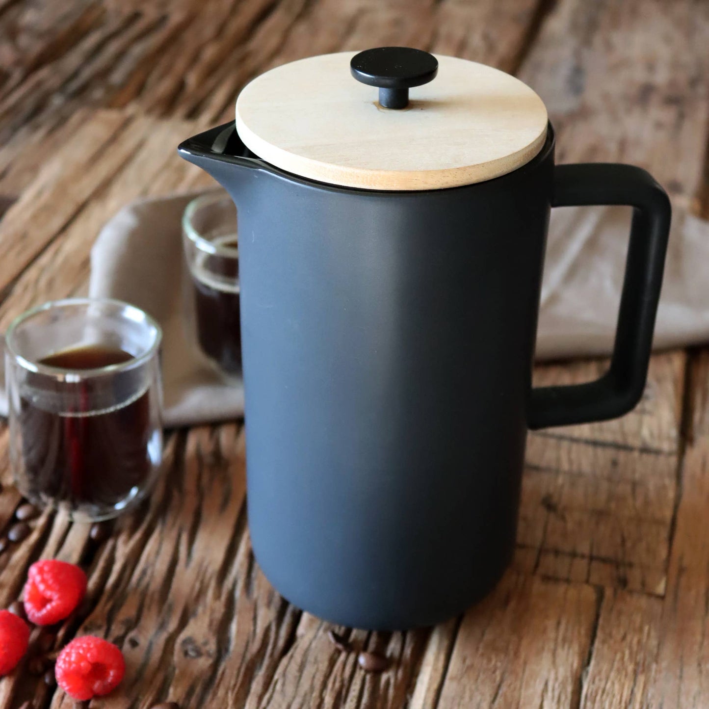 Keygo 1.3l black matt porcelain French press