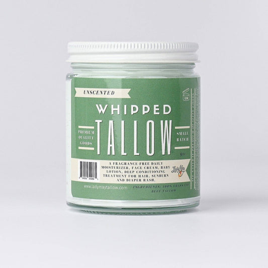 Unscented Whipped Tallow, 100% Grass Fed Beef Tallow Moisturizer