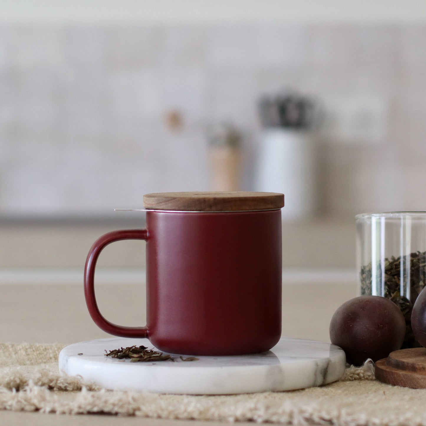 Burgundy sandstone tea pot